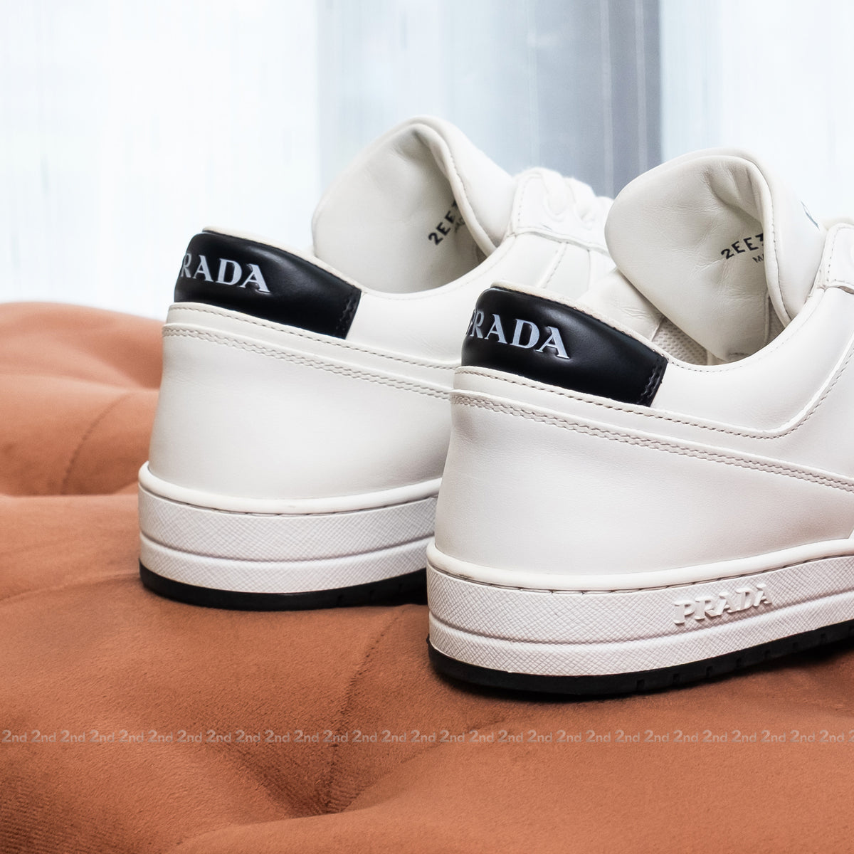 [2nd] Giày Prada Downtown Leather Sneakers All White