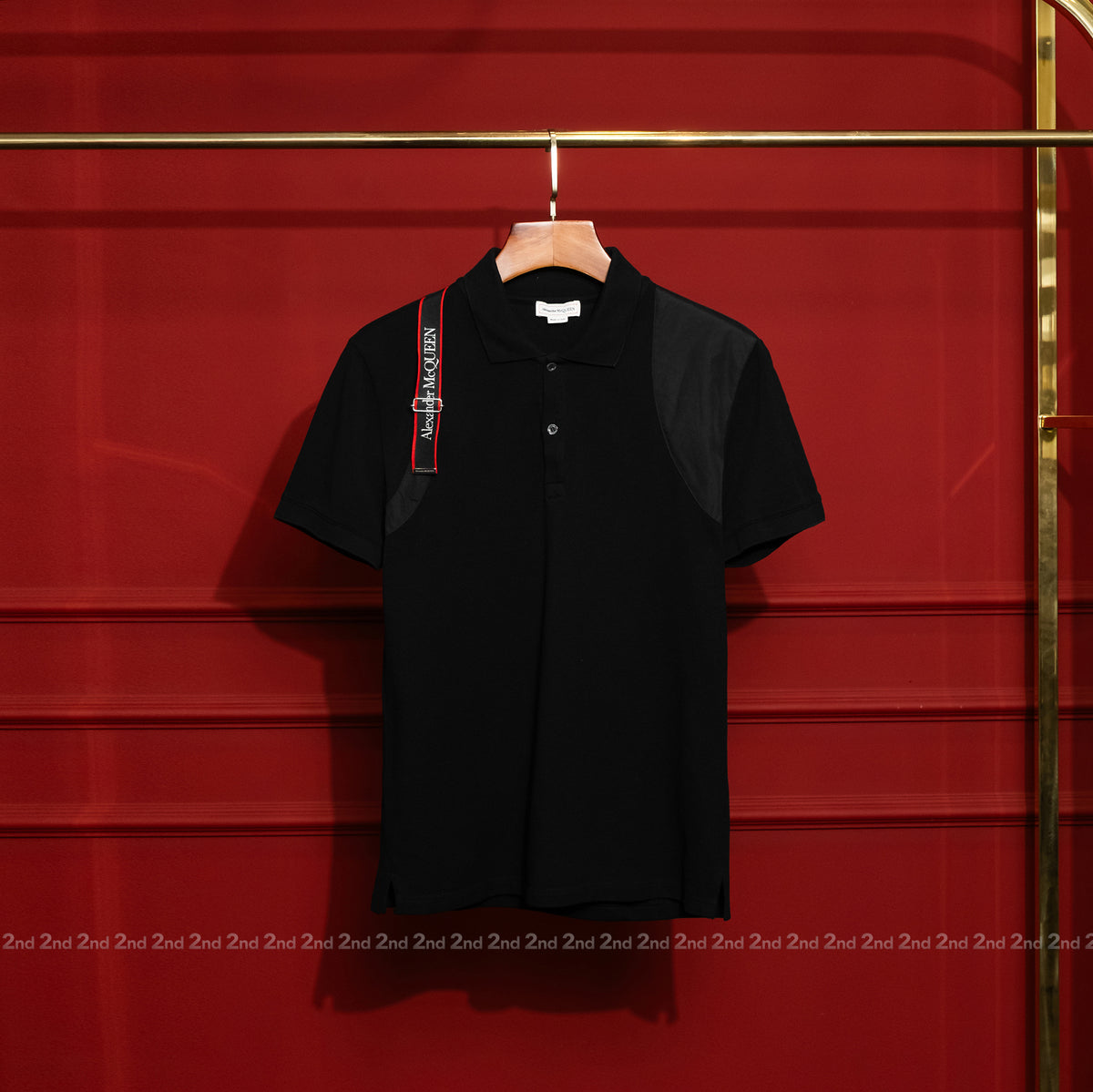 [2nd] Áo polo Alexander McQueen Harness Black Regular Fit