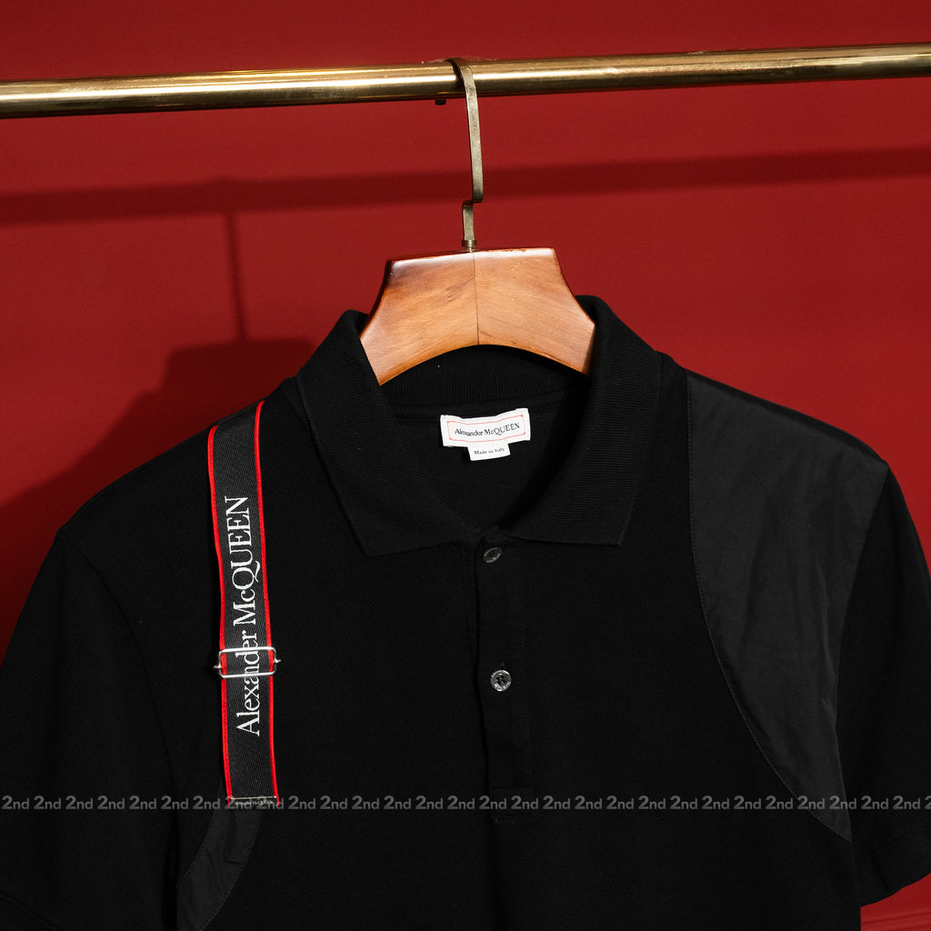 [2nd] Áo polo Alexander McQueen Harness Black Regular Fit