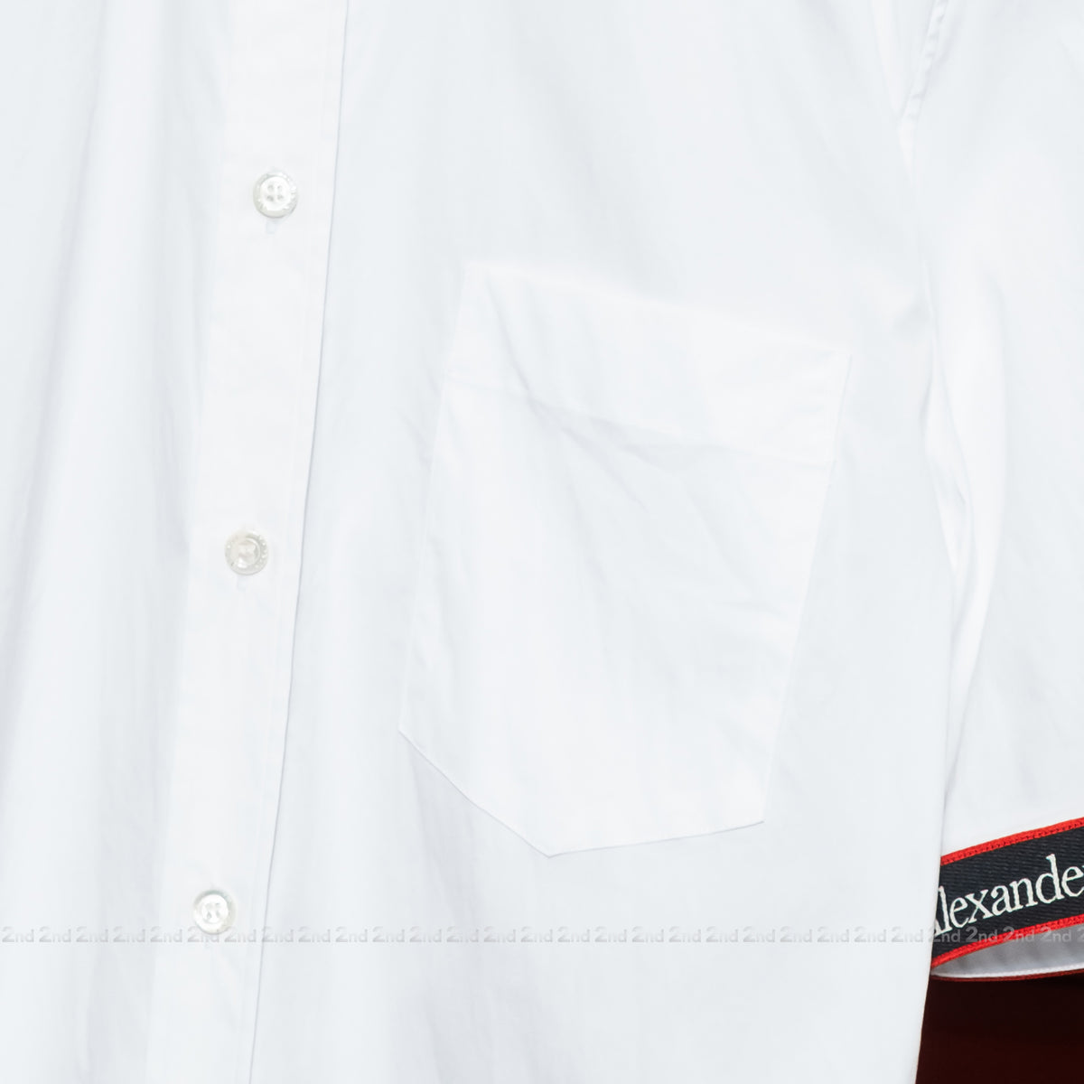 [2nd] Áo sơ mi Alexander McQueen Logo Tape Short Sleeve Shirt White