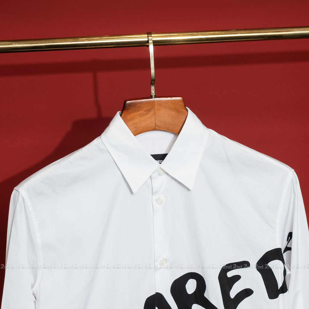 [2nd] Áo sơ mi Dsquared2 S74DM0820 S36275 100 Poplin Stretch White Slim Fit