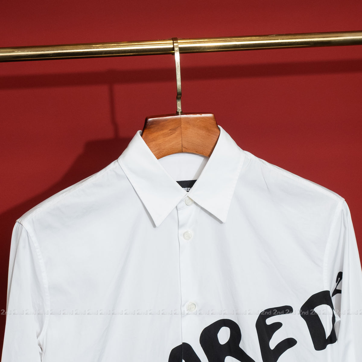 [2nd] Áo sơ mi Dsquared2 S74DM0820 S36275 100 Poplin Stretch White Slim Fit