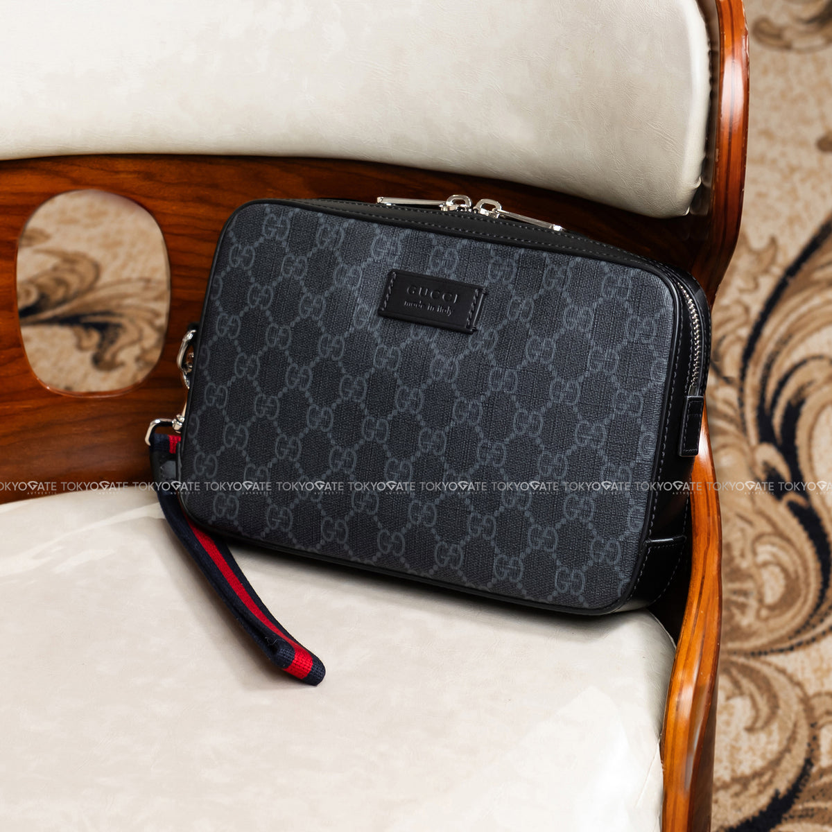 Clutch Gucci 495562 K5RLN 1095 GG Black Pouch Black Grey
