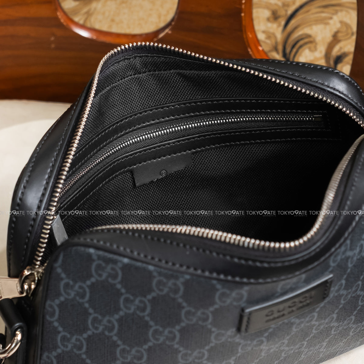 Clutch Gucci 495562 K5RLN 1095 GG Black Pouch Black Grey