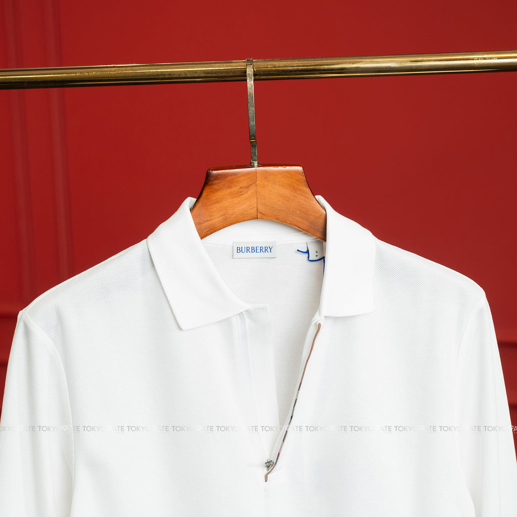 Áo polo Burberry 8112450 Medford LS ZP White Slim Fit