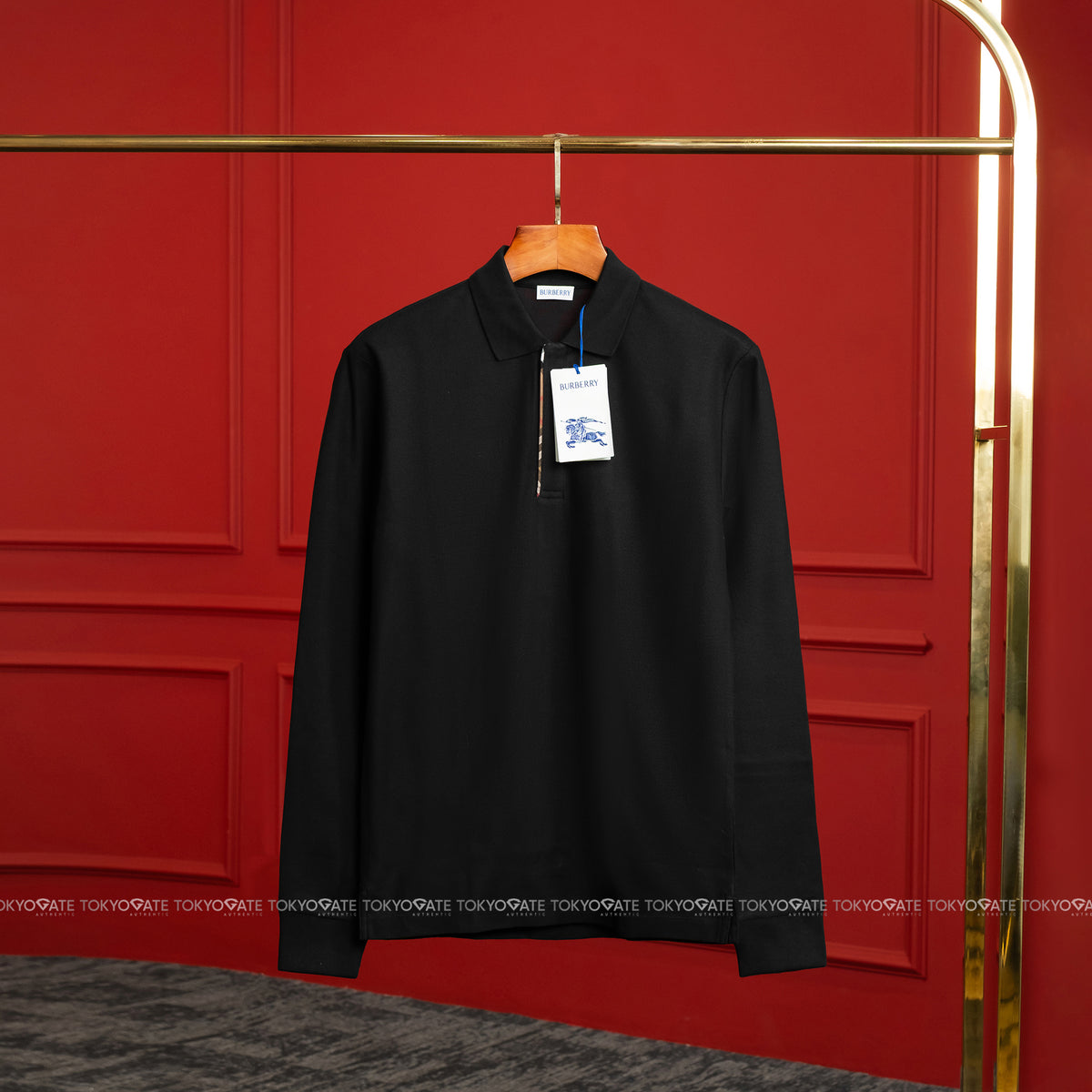 Áo polo Burberry 8112449 Medford LS ZP Black Slim Fit