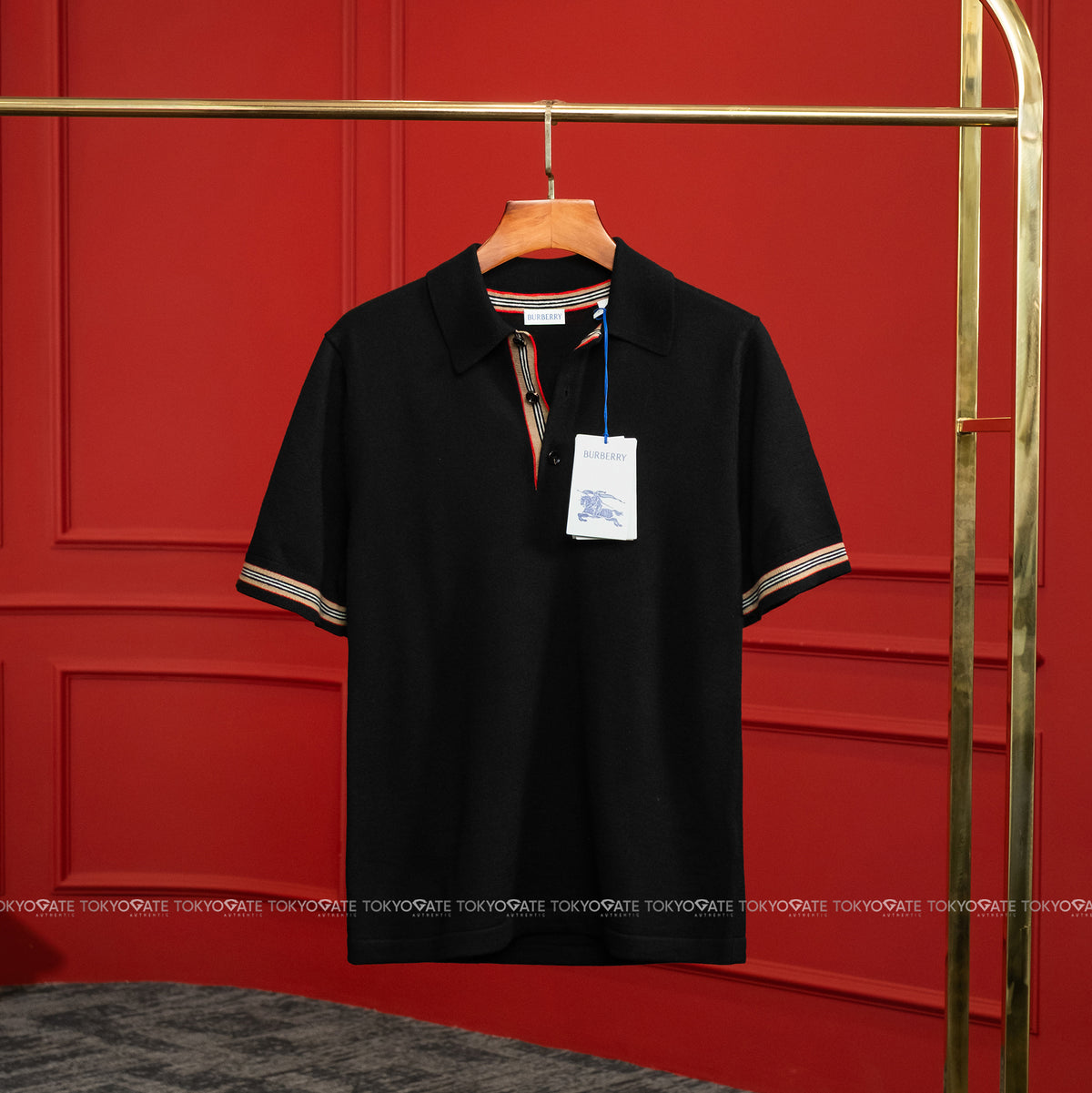 Áo polo Burberry 8121540 Aron Black Regular Fit