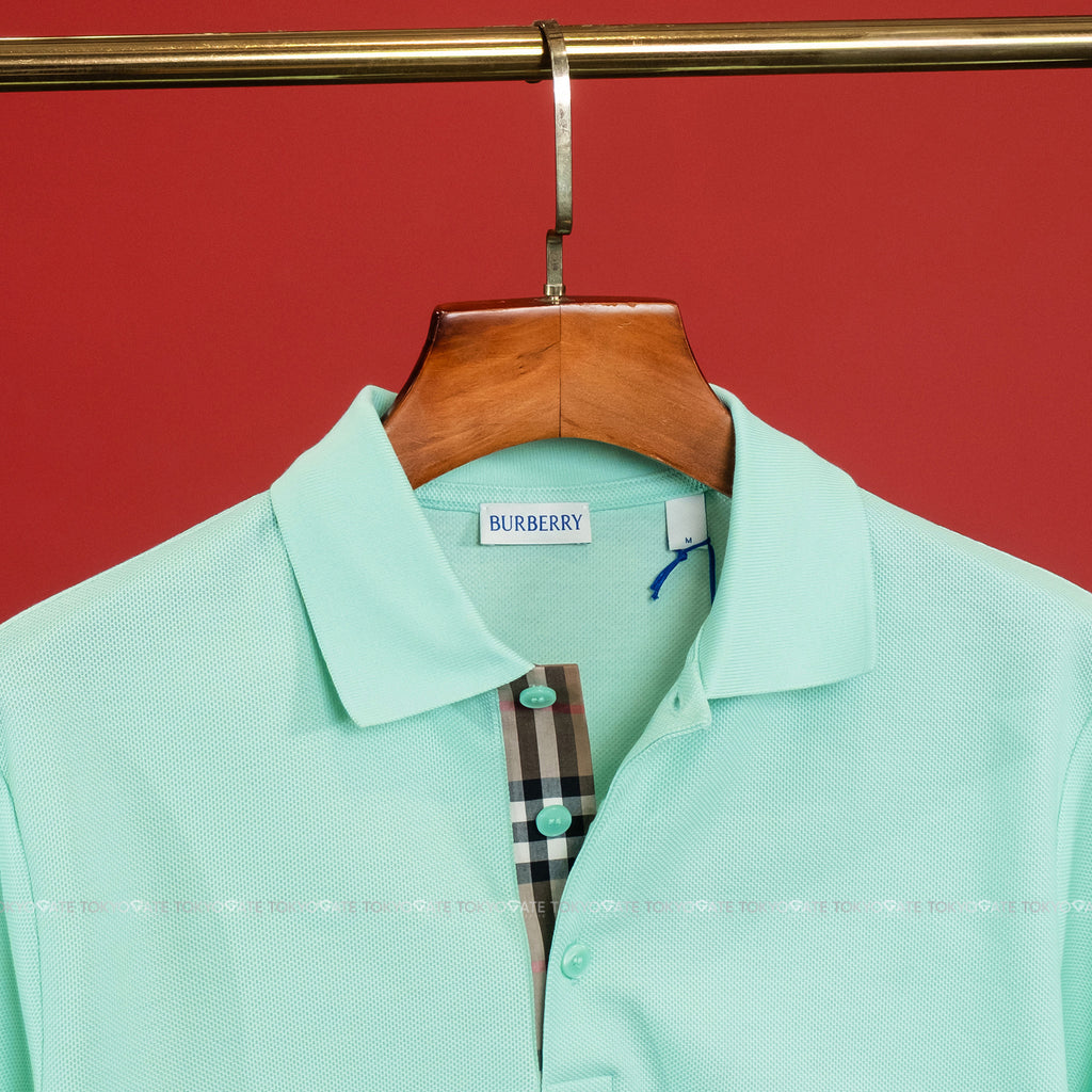 Áo polo Burberry 8112395 Hartford Check Placket Polo Summer Mint