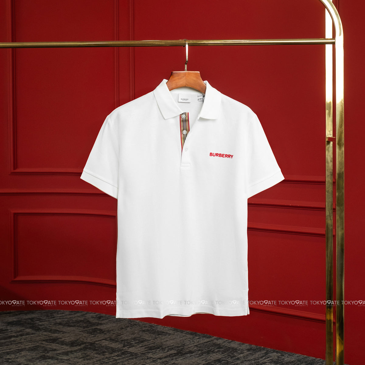 Áo polo Burberry 8084440 Hartford BBY White Slim Fit