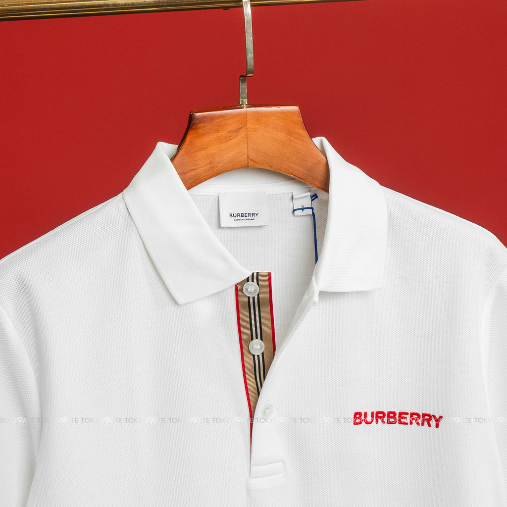 Áo polo Burberry 8084440 Hartford BBY White Slim Fit