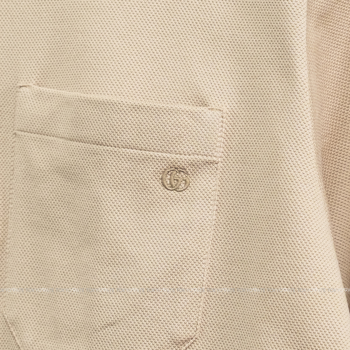 Áo polo Gucci 701735 XJELJ 2219 Cotton Piquet Polo With Web Collar Beige Regular Fit