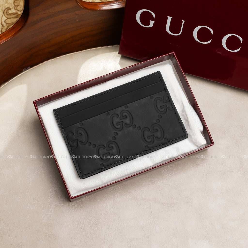 Ví đựng card Gucci 771315 AACOL 1000 GG Rubber-Effect Card Case Black