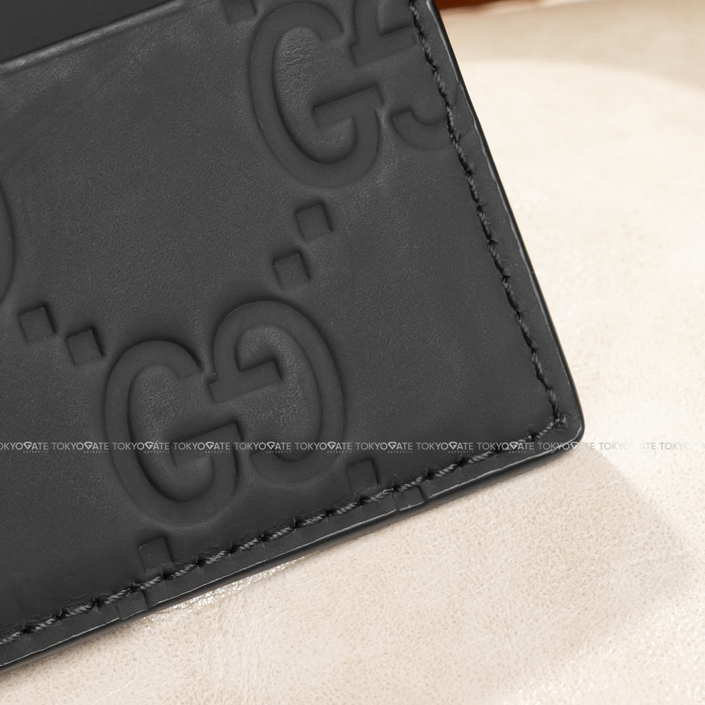 Ví đựng card Gucci 771315 AACOL 1000 GG Rubber-Effect Card Case Black