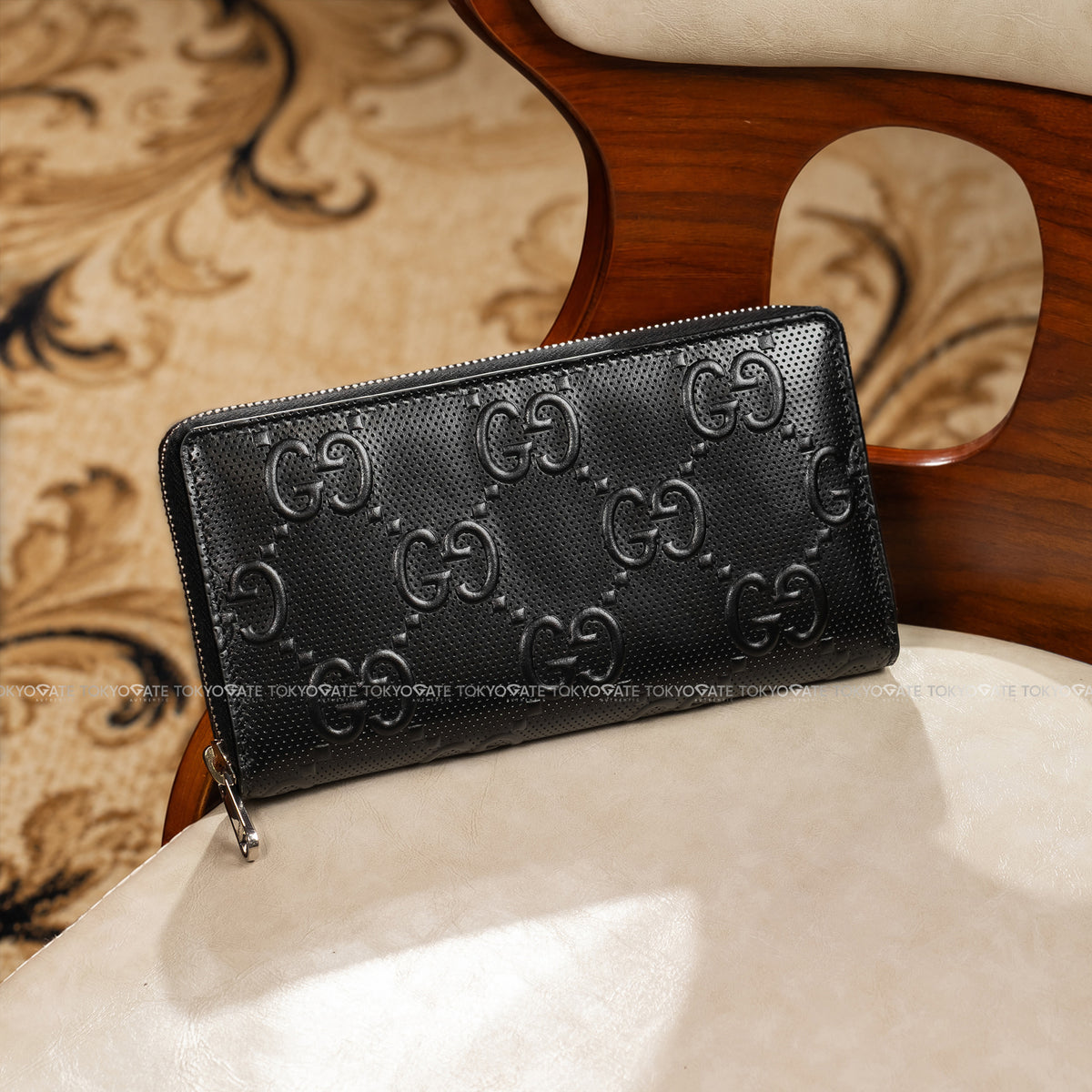 Ví nam Gucci 625558 1W3AN 1000 GG Embossed Zip Around Black
