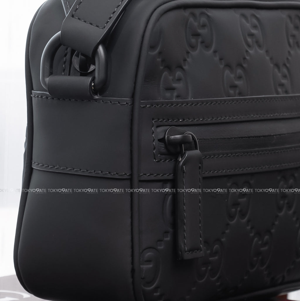 Túi Gucci 771321 AAC0G 1000 GG Rubber-Effect Mini Shoulder Bag Black