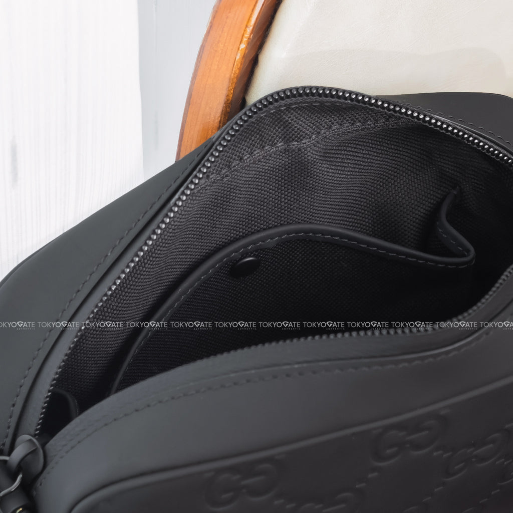 Túi Gucci 771321 AAC0G 1000 GG Rubber-Effect Mini Shoulder Bag Black