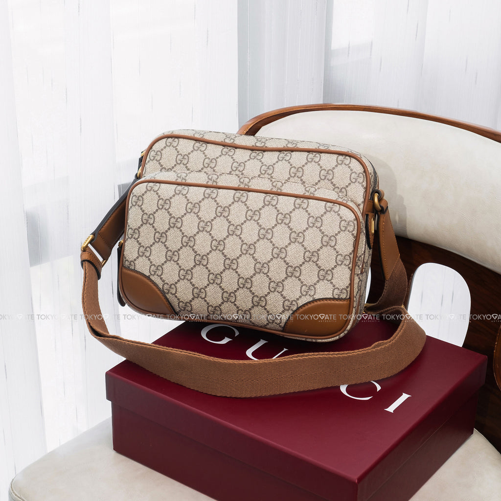 Túi Gucci 821160 FAED3 9786 GG Emblem Medium Crossbody Bag Beige Dark Brown