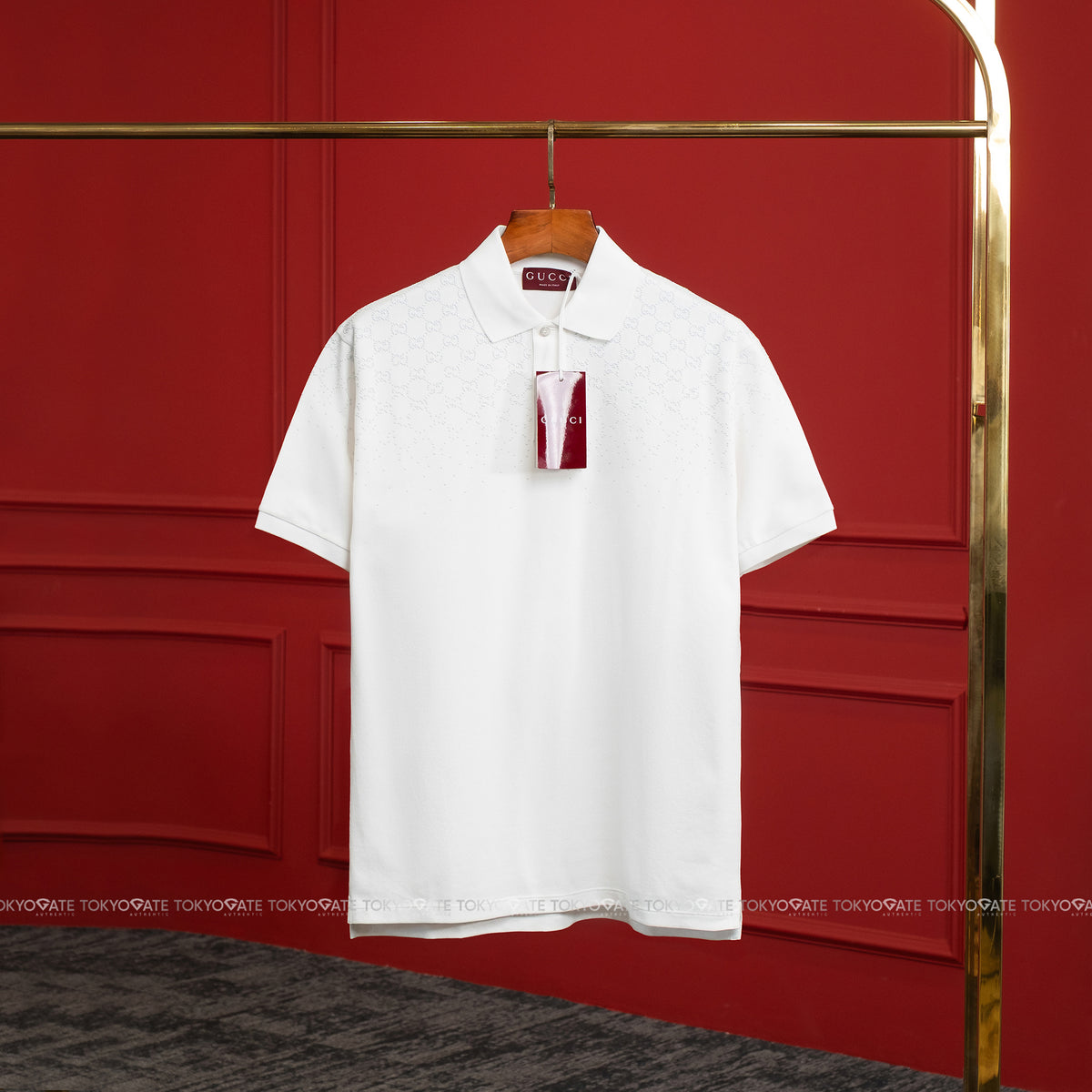 Áo polo Gucci 815514 XJHEB 9000 Cotton Piquet With Crystals White Regular Fit