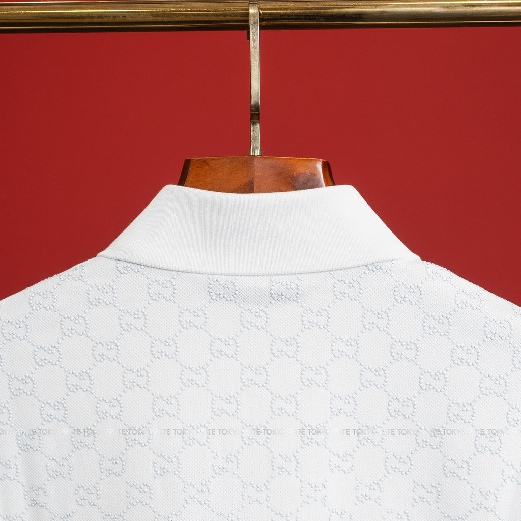 Áo polo Gucci 815514 XJHEB 9000 Cotton Piquet With Crystals White Regular Fit