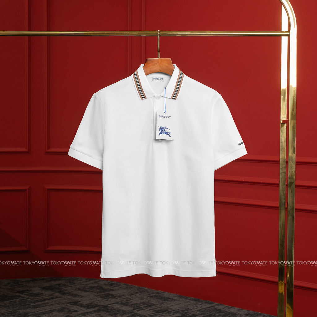 Áo polo Burberry 8111812 Hartford ICS White Slim Fit