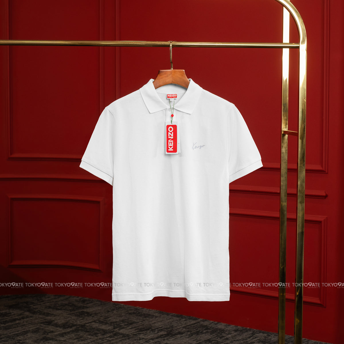 Áo polo Kenzo FG65PO1554PU Signature Embroidered Cotton Regular Fit