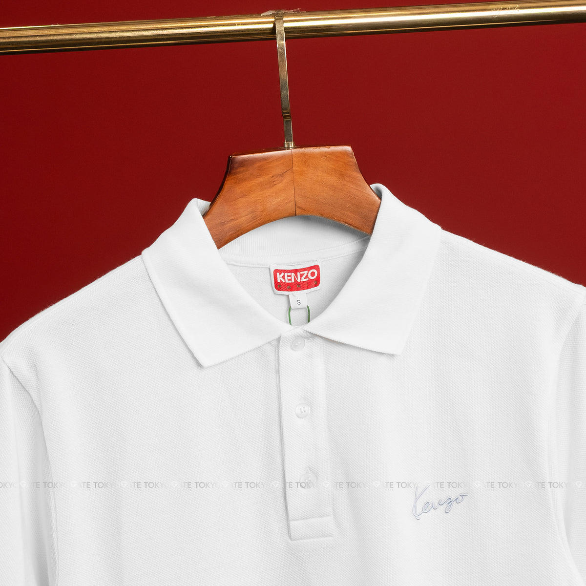 Áo polo Kenzo FG65PO1554PU Signature Embroidered Cotton Regular Fit