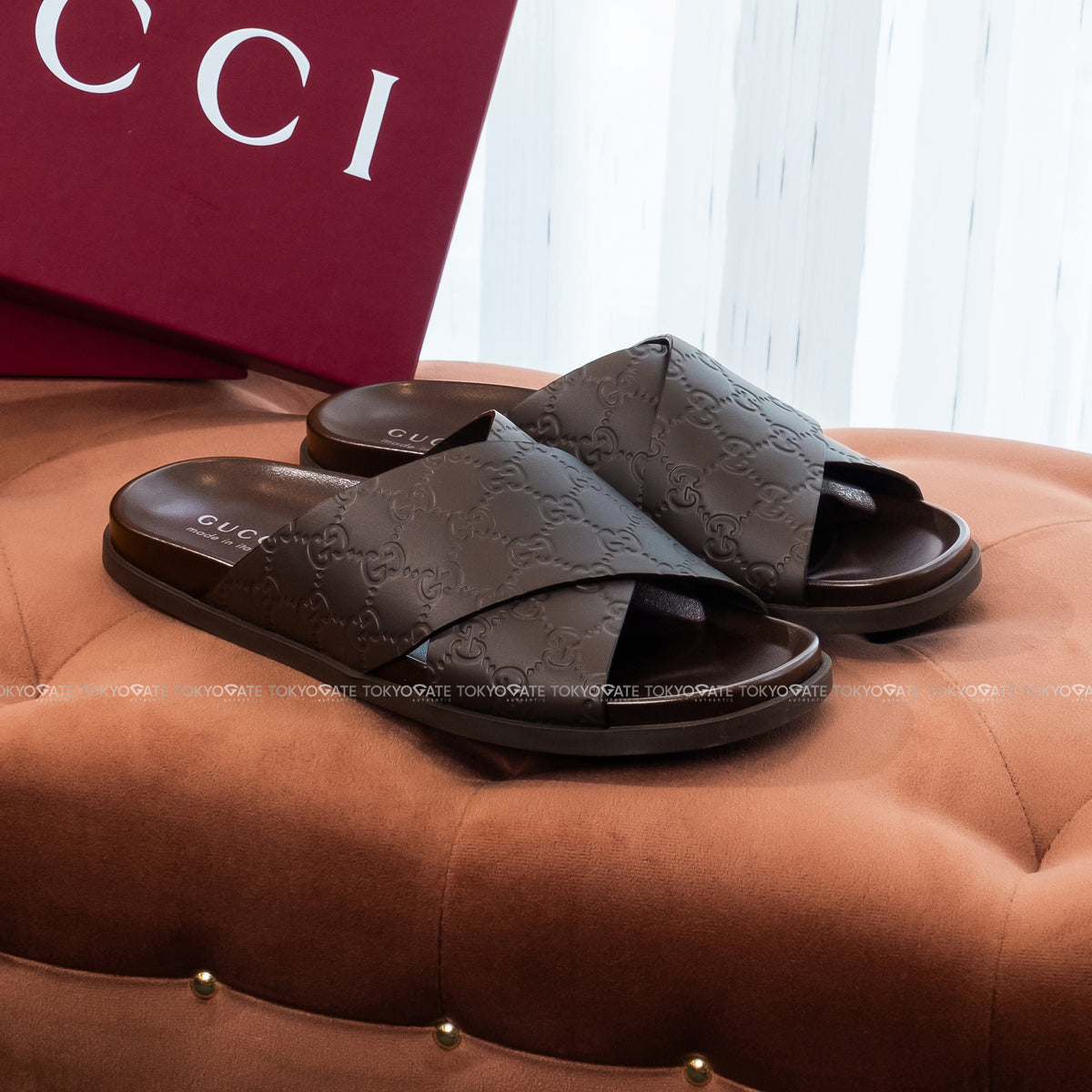 Dép Gucci 834940 AADMJ 2140 Slide Sandal In Brown
