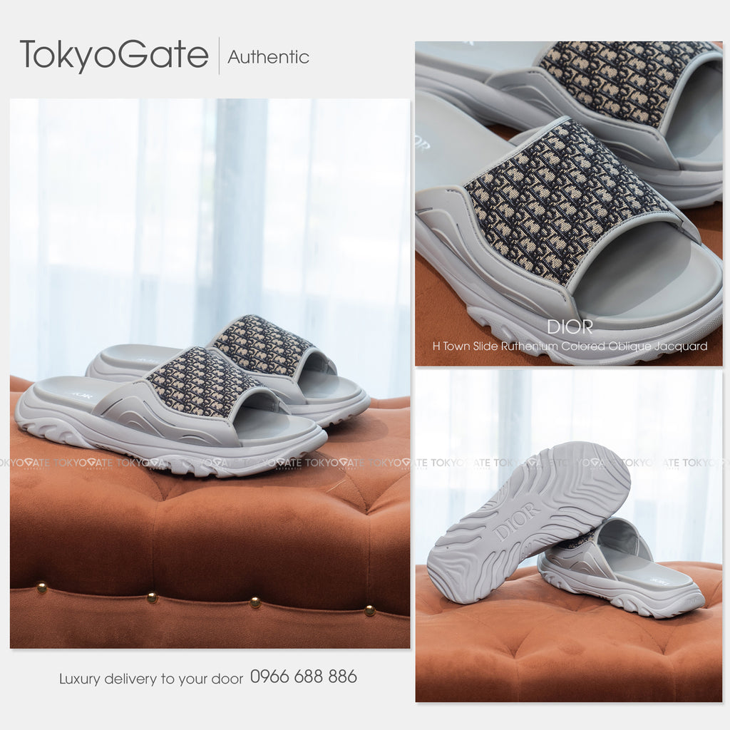 Dép Dior H-Town Sandal 'Dior Oblique - Grey Beige'