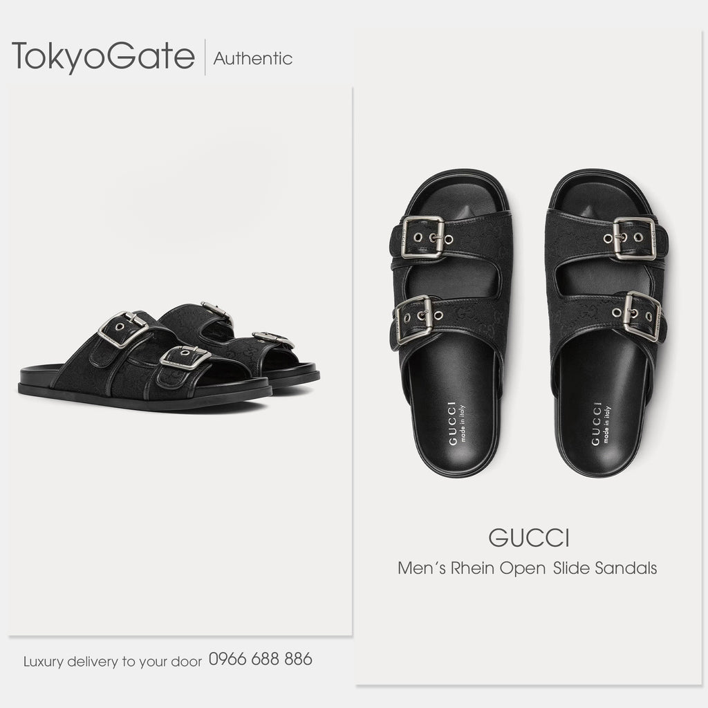Dép Gucci 831830 FAD71 1000 Slide Sandal With Buckles Black