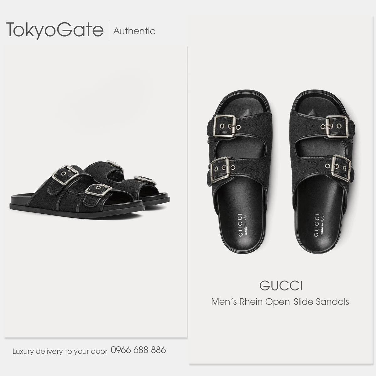 Dép Gucci 831830 FAD71 1000 Slide Sandal With Buckles Black