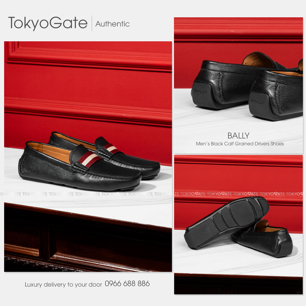 Giày Bally BUCKLE TSP.O / U901 Black Calf Grained Drivers Shoes