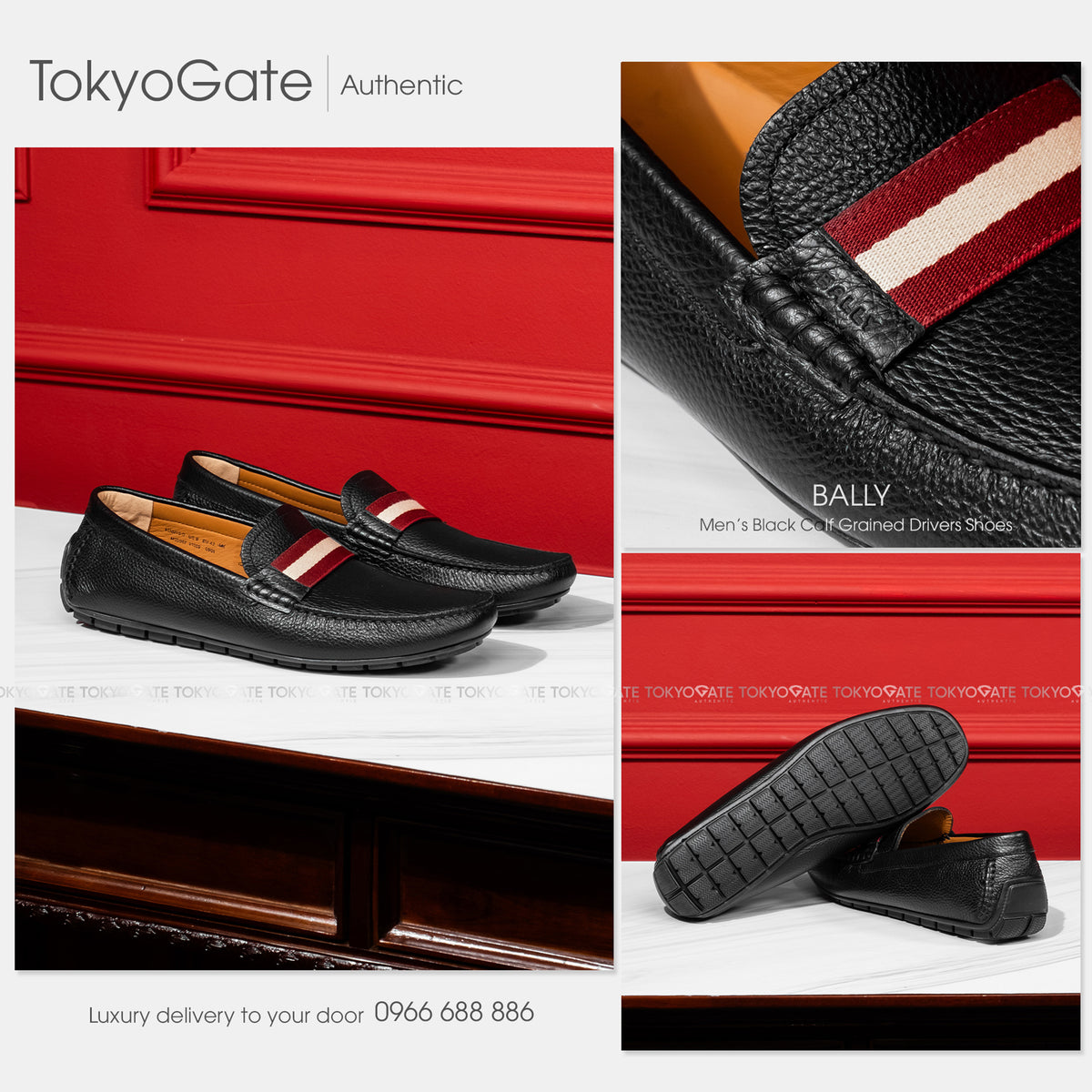 Giày Bally VENNYS.O U901 Black Calf Grained Driving Shoes