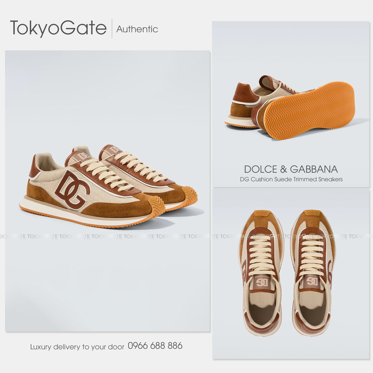 Giày D&G CS2288 A0127 8W125 DG Cushion Avorio Caramello