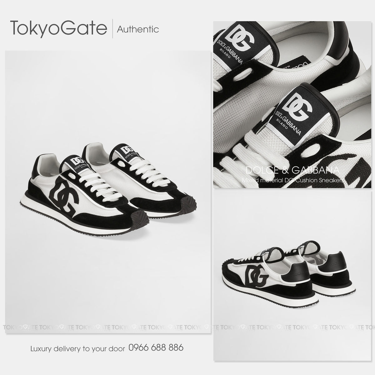 Giày D&G CS2288 A5355 8I050 DG Cushion Black White