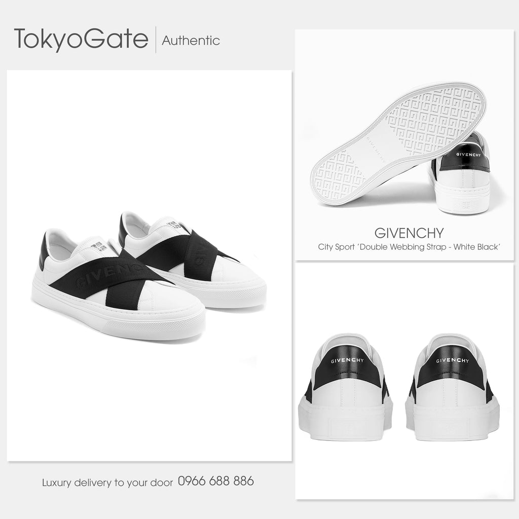 Giày Givenchy BH0096H1HD 116 City Sport Double Webbing Strap White Black