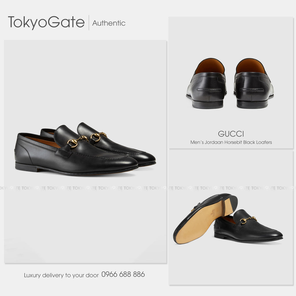 Giày Gucci 406994 BLM00 1000 Jordaan Horsebit Black Loafers