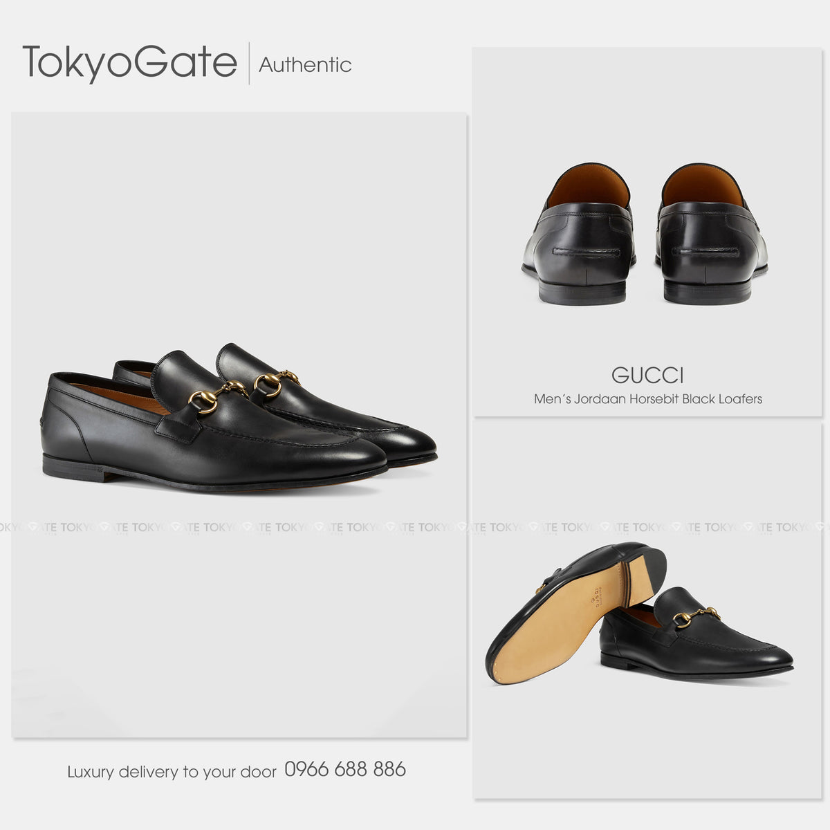 Giày Gucci 406994 BLM00 1000 Jordaan Horsebit Black Loafers