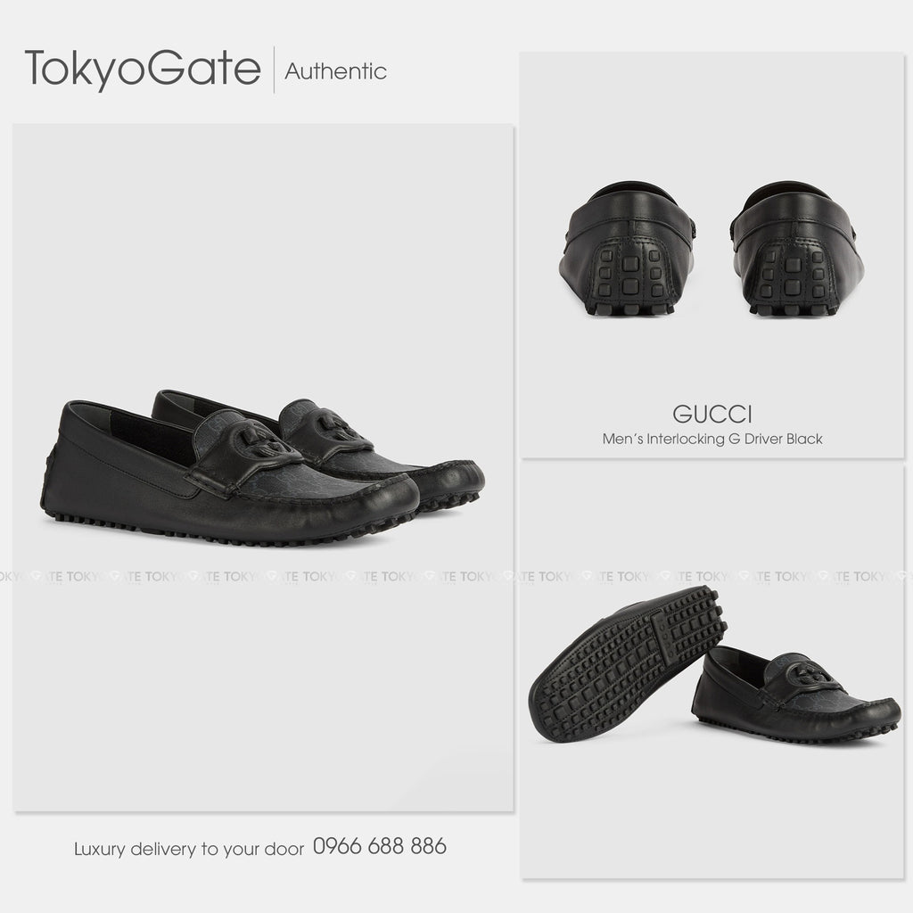 Giày Gucci 730148 AAB7Z 1000 Interlocking G Driver Black