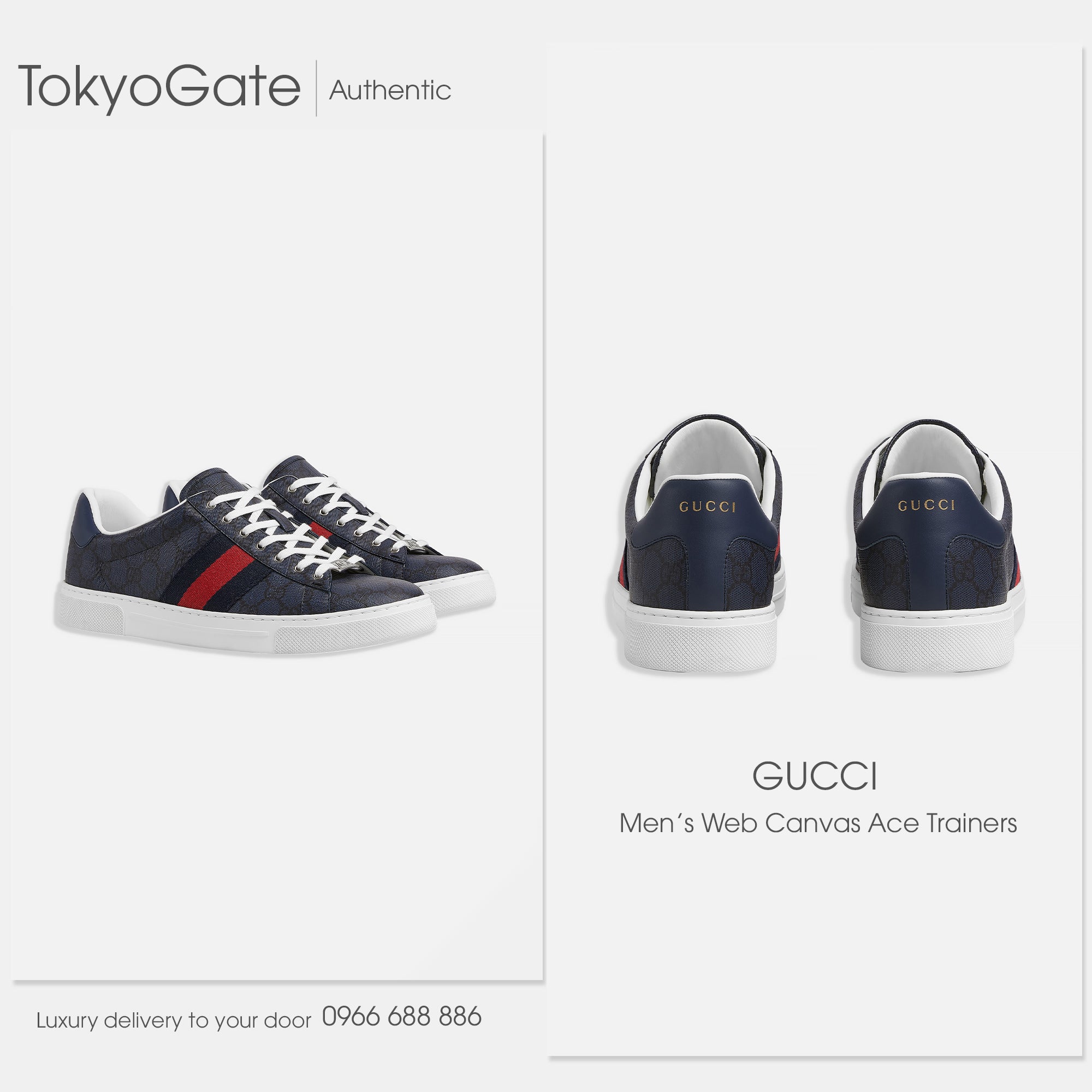 Giày Gucci 760775 JEALM 8741 Ace Sneaker Blue GG Supreme