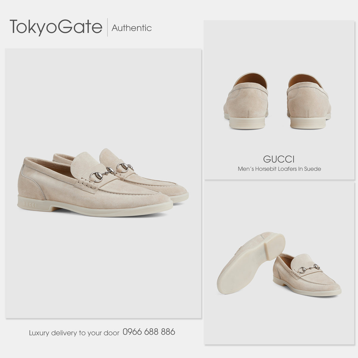 Giày Gucci 782672 AACVH 9511 Leather With Horsebit Oatmeal
