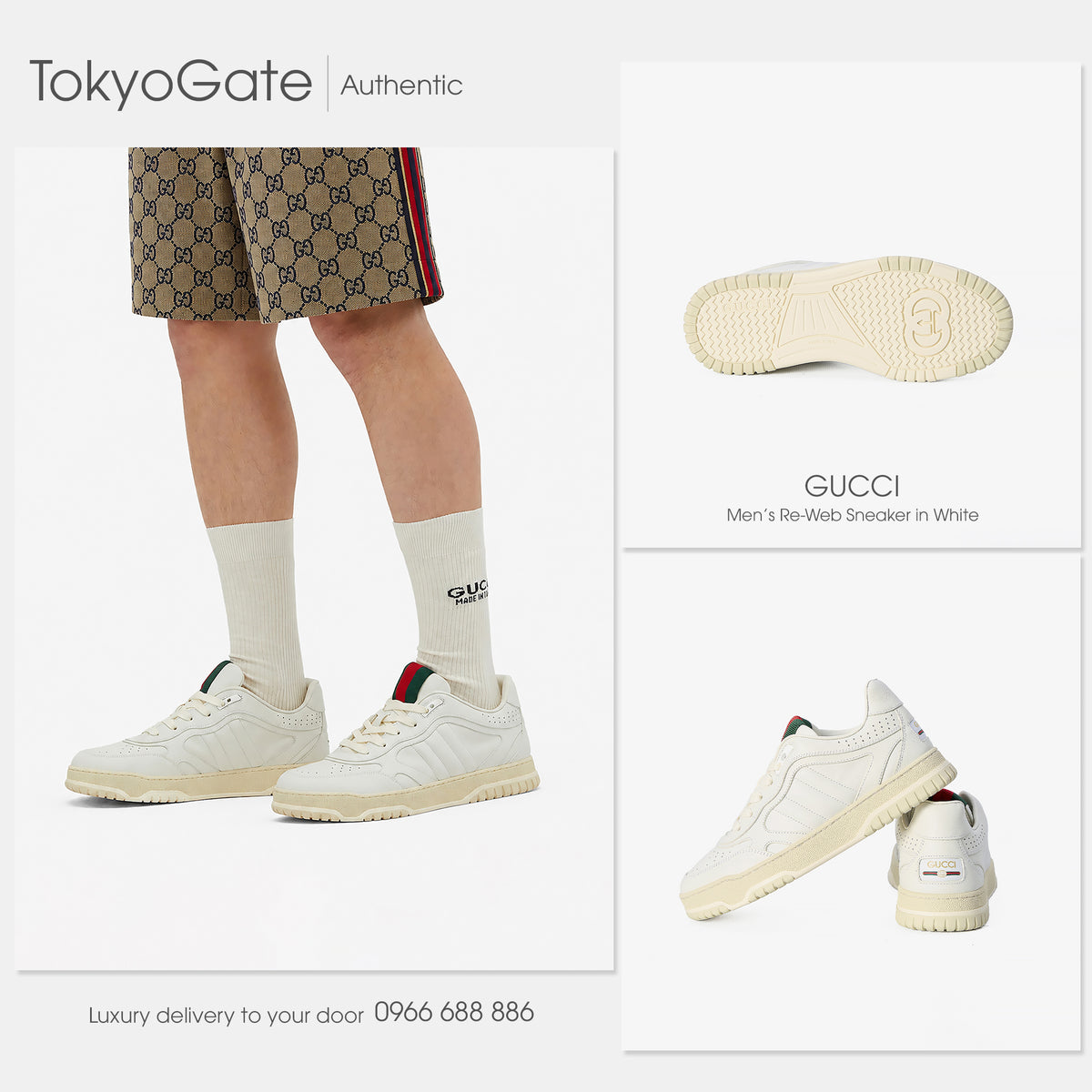 Giày Gucci 786186 AADJ9 9097 Re-Web Trainer White