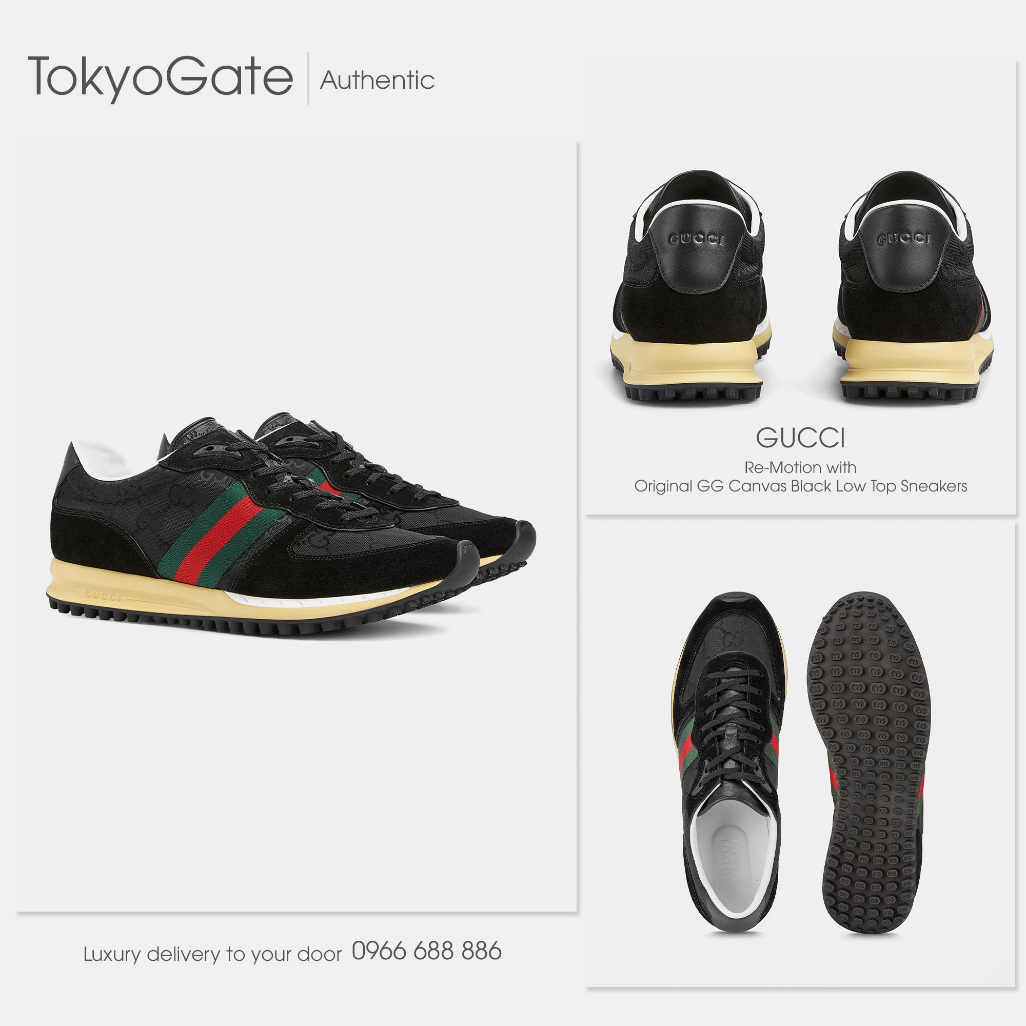 Giày Gucci 832461 AAEW3 1042 Nora Sneaker In Black