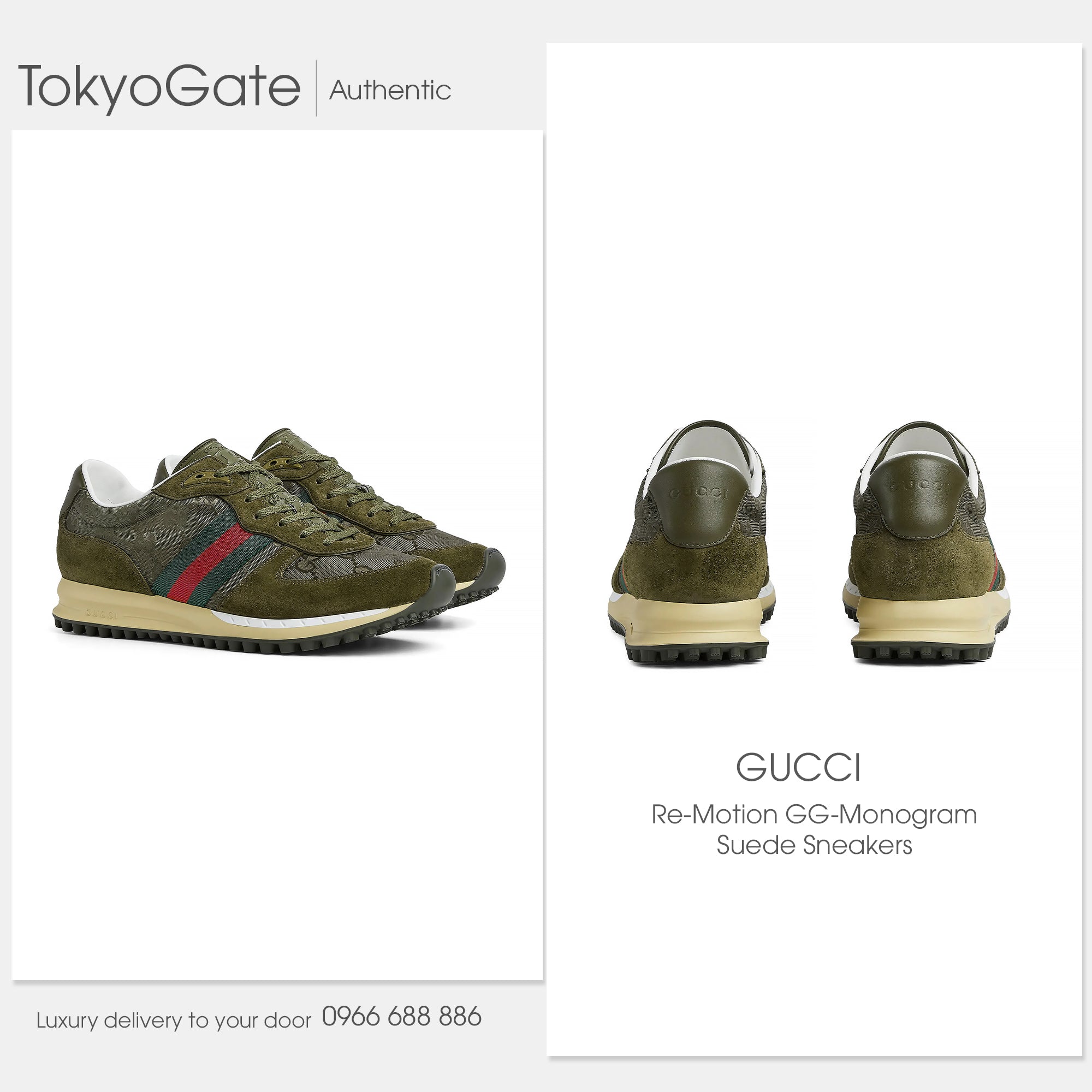 Giày Gucci 832461 AAEW3 3041 Nora Sneaker In Green