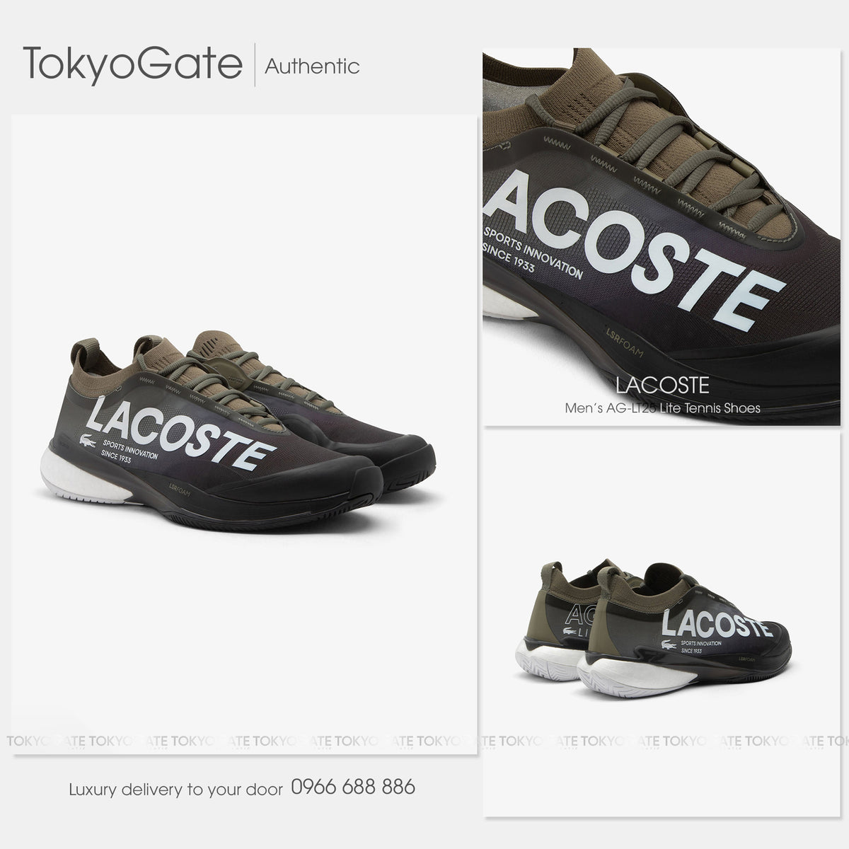 Giày Lacoste Tennis 50SMA0011 5E5 AG-LT25 Lite White Green