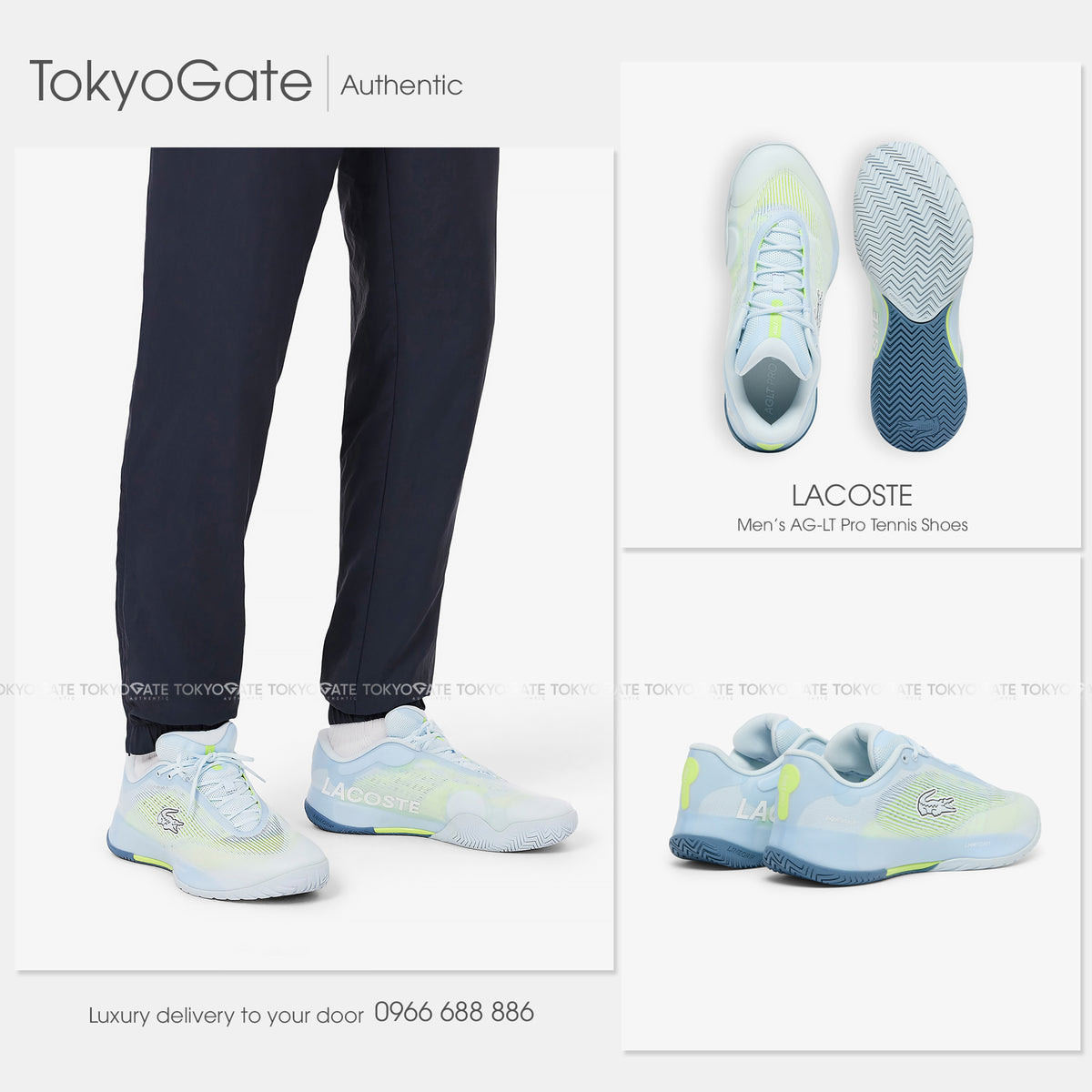 Giày Lacoste Tennis 752SMA0067 AMI AG-LT Pro 2261 Light Blue Yellow