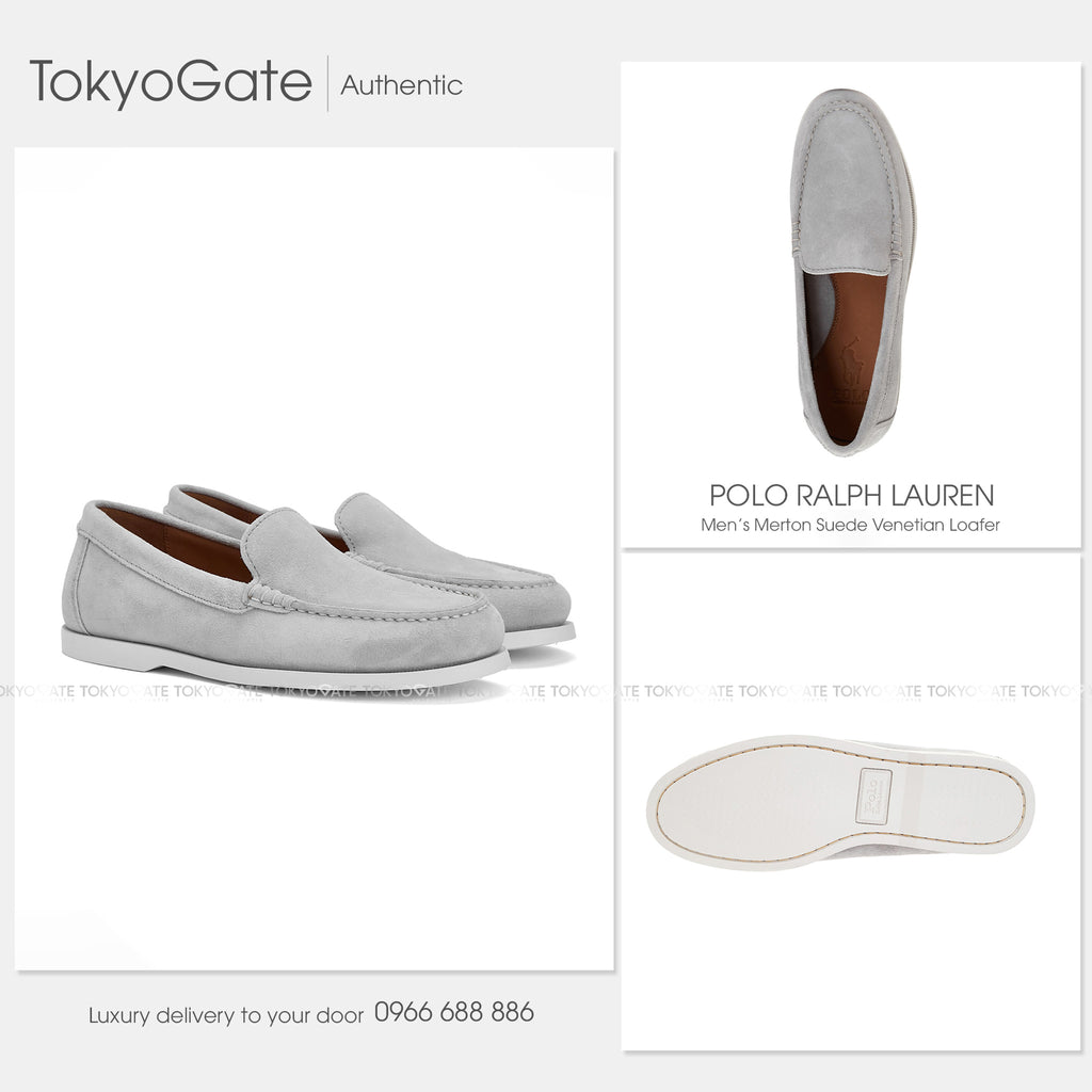 Giày Polo Ralph Lauren 803P09766002 Merton Suede Venetian Loafers Grey Suede