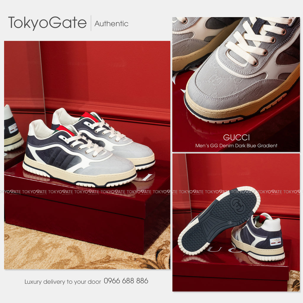 Giày Gucci 838922 FAEV3 4053 Re-Web GG Denim Dark Blue Gradient