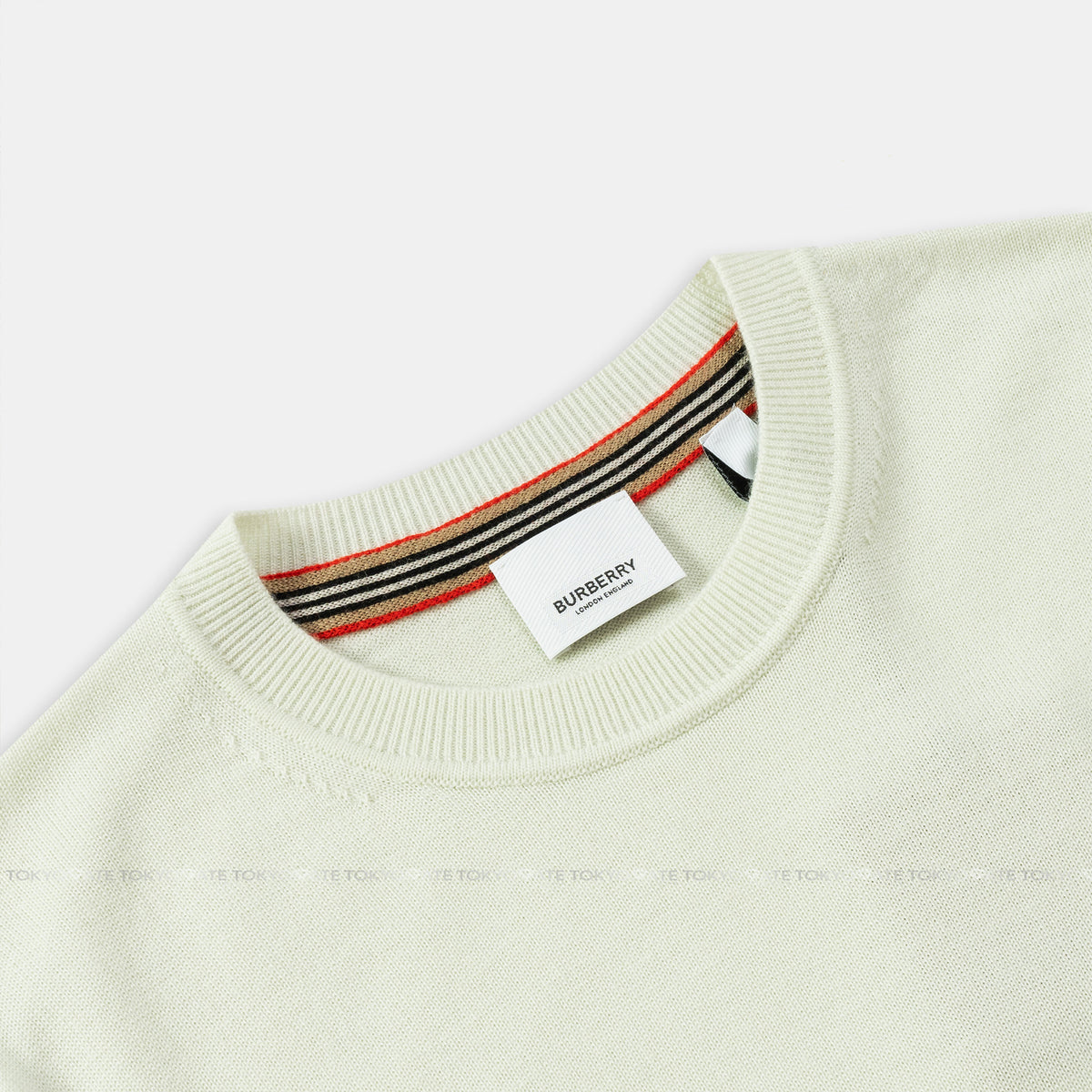Áo len Burberry 8104406 Paradise Icon Stripe Fine Wool Knit Pistachio
