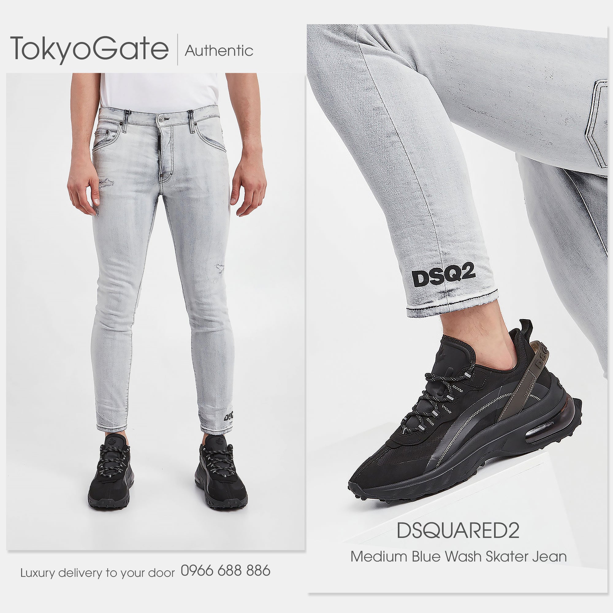 Quần jeans Dsquared2 S74LB1187 900 Dáng Skater
