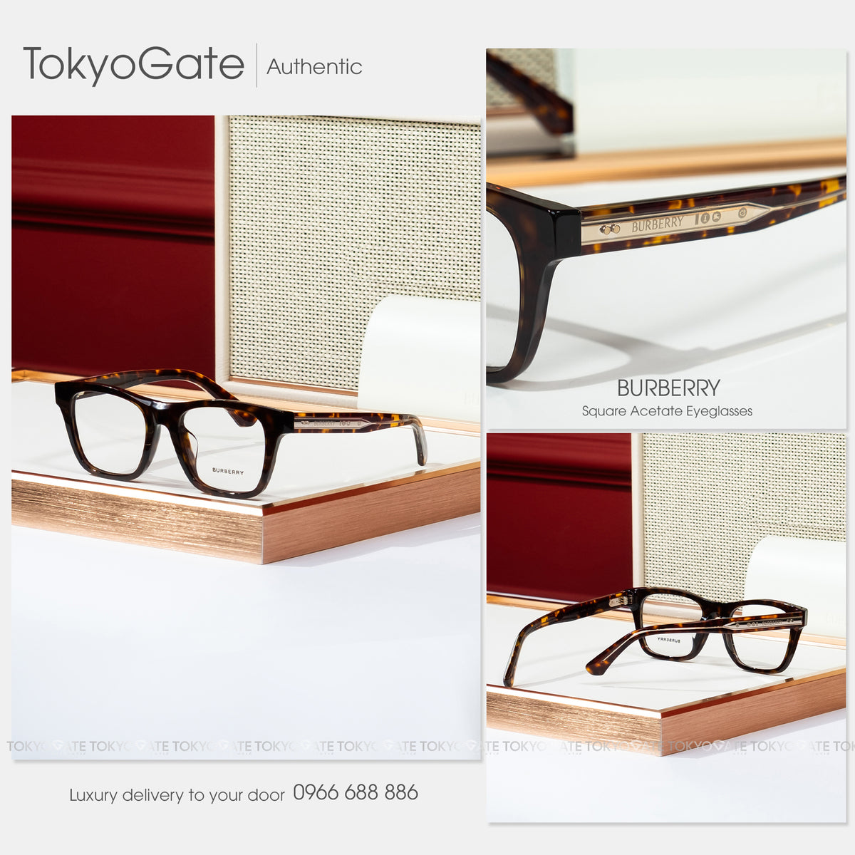 Kính Burberry Men's Brown Geometric 0BE2445F Eyeglasses